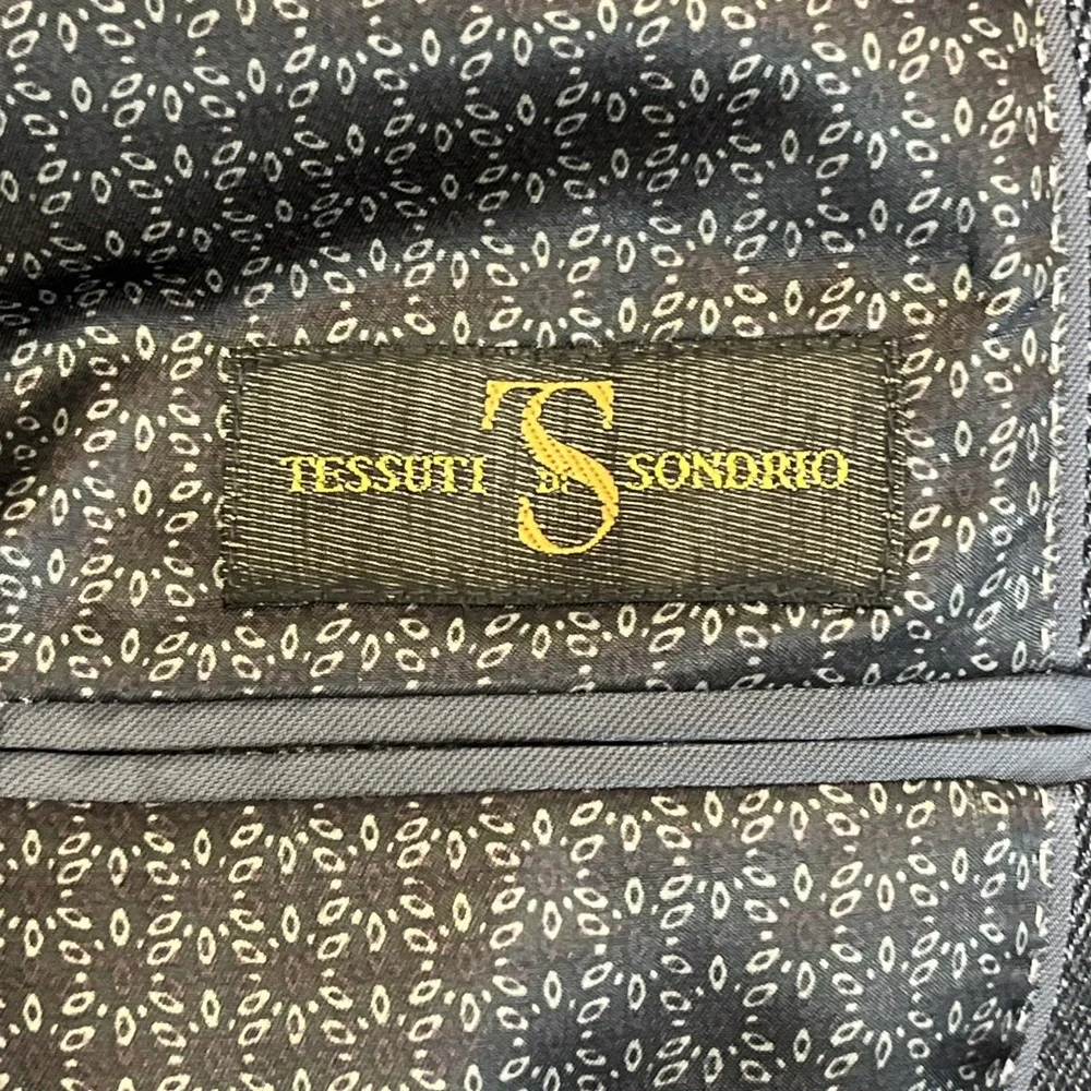 Joe Joseph Abboud x Tessuti Sondrio 40 L Sport Coat Blazer Dark Gray Elbow Patch